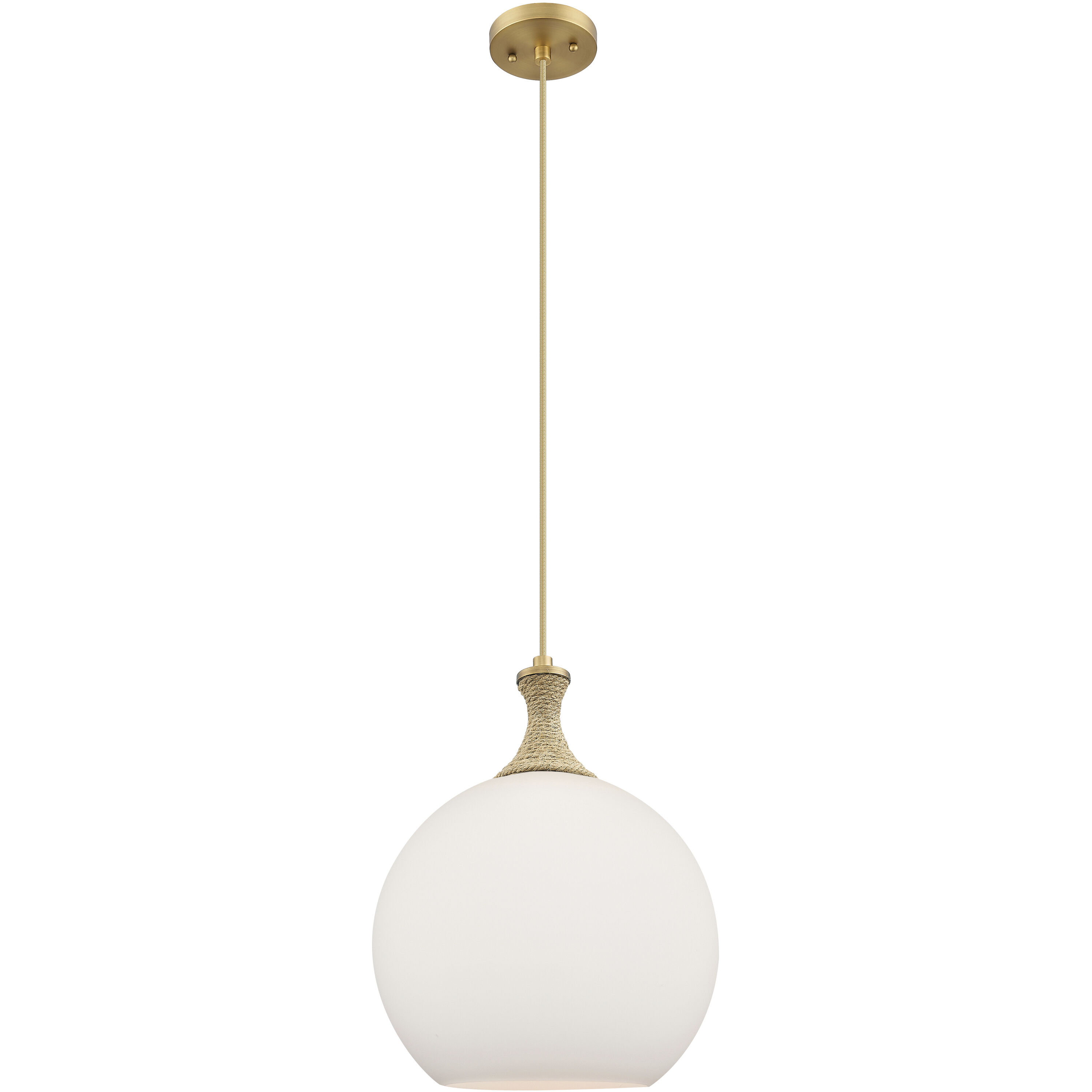 Astor 1 Light 12 inch Brushed Brass Mini Pendant Ceiling Light in Matte White Glass