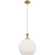 Astor 1 Light 12 inch Brushed Brass Mini Pendant Ceiling Light in Matte White Glass