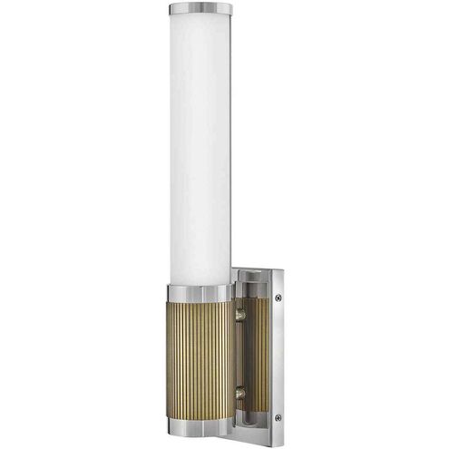 Zevi LED 5 inch Polished Nickel with Lacquered Brass Vanity Light Wall Light, Vertical