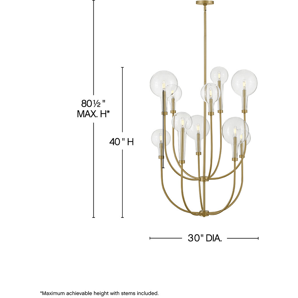Alchemy 10 Light 30 inch Lacquered Brass Chandelier Ceiling Light