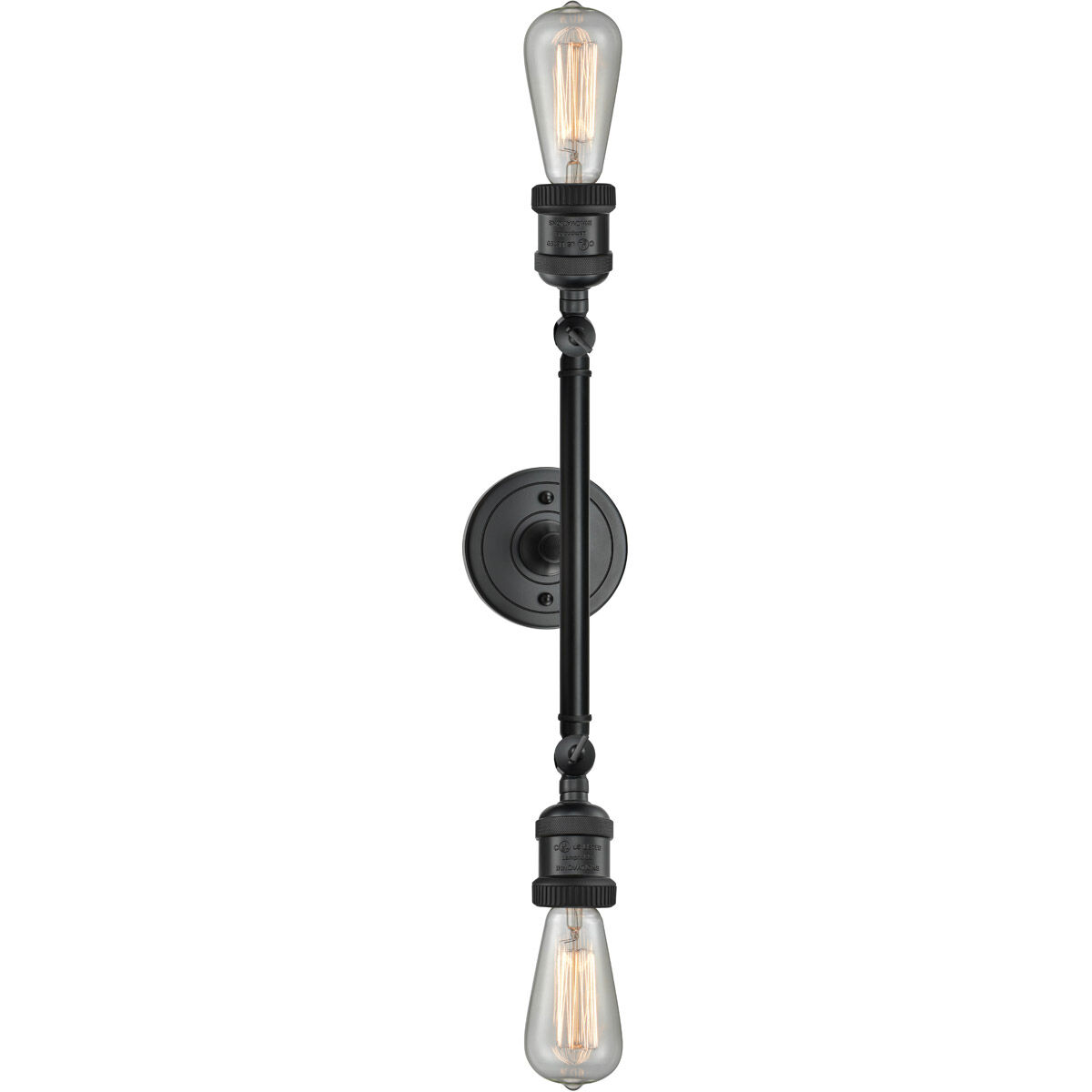 Franklin Restoration Bare Bulb 2 Light 11 inch Matte Black Bath Vanity Light Wall Light, Franklin Restoration