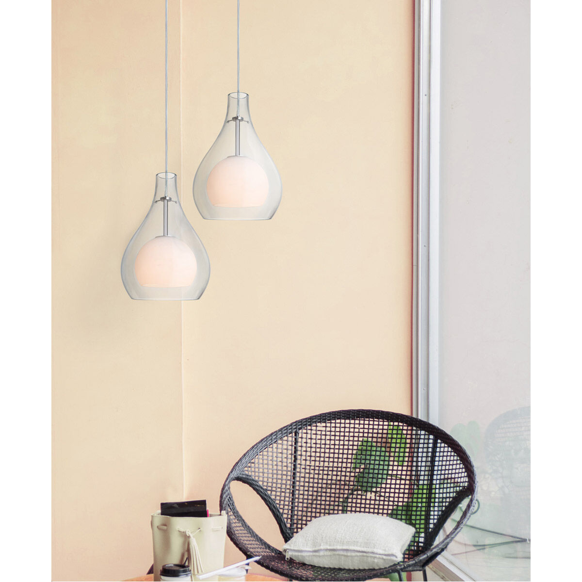 Elle 1 Light Satin Nickel Pendant Ceiling Light
