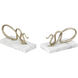 Snake 8.25 X 4 inch Polished Brass with White Bookends, Set of 2