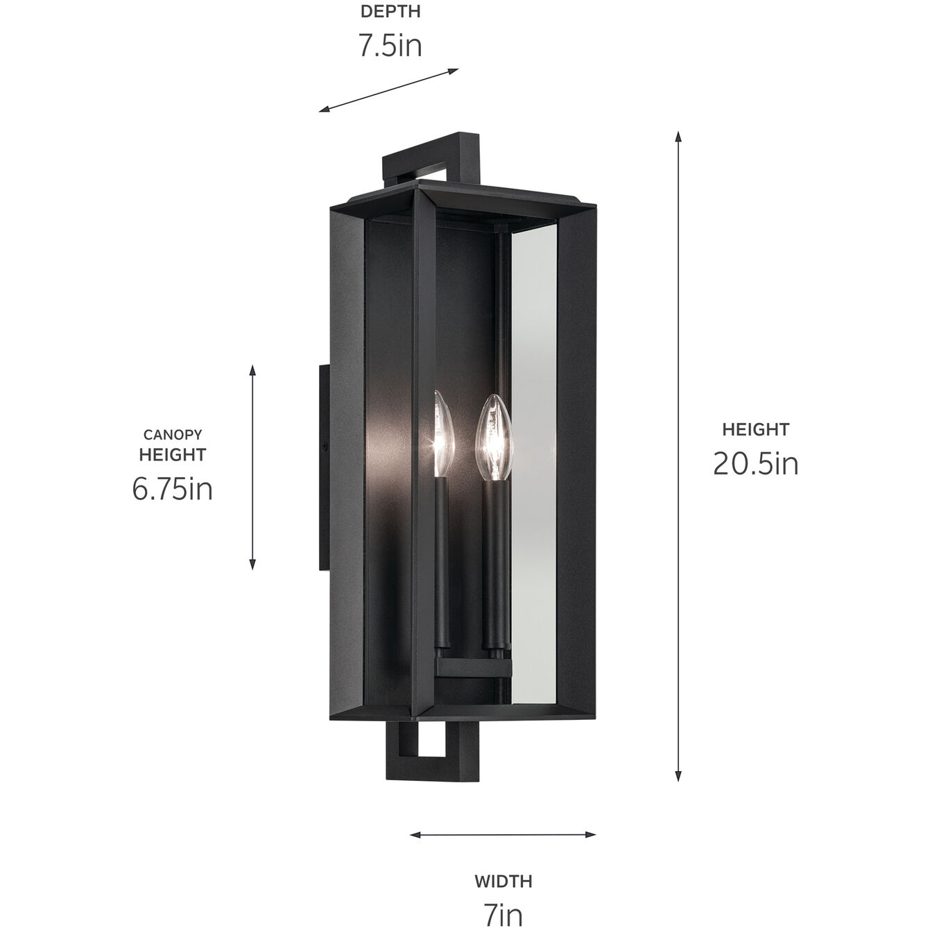 Kroft 2 Light 20.5 inch Black Textured Outdoor Wall, Medium