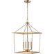 Emmett 4 Light 17 inch Brushed Gold Pendant Ceiling Light