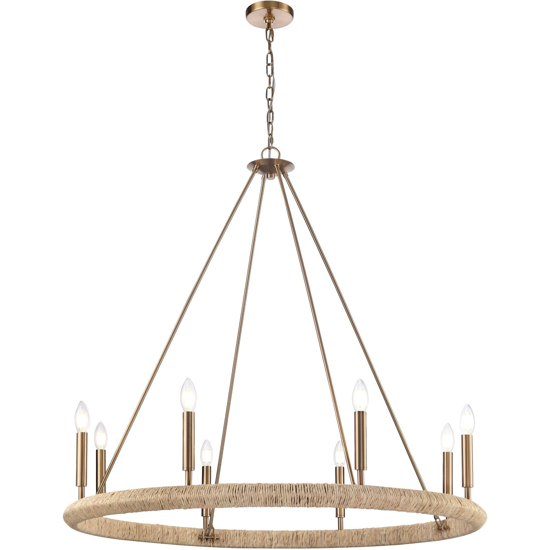 Cabana 8 Light 38 inch Lacquered Gold Chandelier Ceiling Light