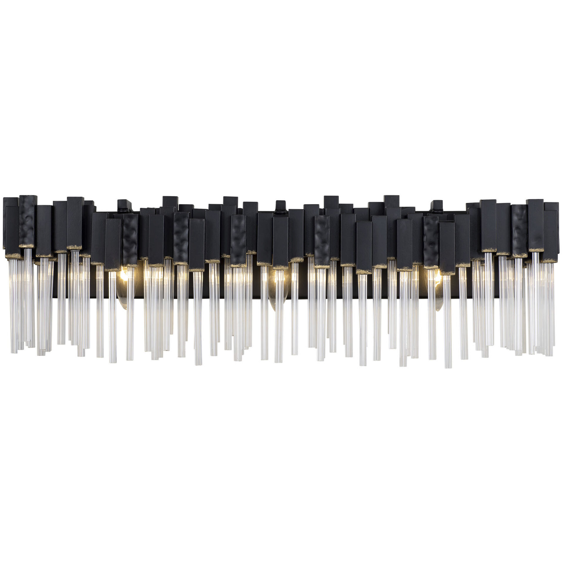 Matrix 3 Light 28 inch Matte Black and French Gold Bath Vanity Wall Light