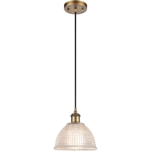 Ballston Arietta LED 8 inch Brushed Brass Mini Pendant Ceiling Light in Black Textured, Ballston