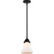Nouveau 2 Bellmont LED 6 inch Matte Black Mini Pendant Ceiling Light in Matte White Glass