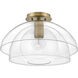 Lotus 1 Light 16 inch Heritage Brass Indoor Semi-Flush Mount Ceiling Light, Convertible to Pendant