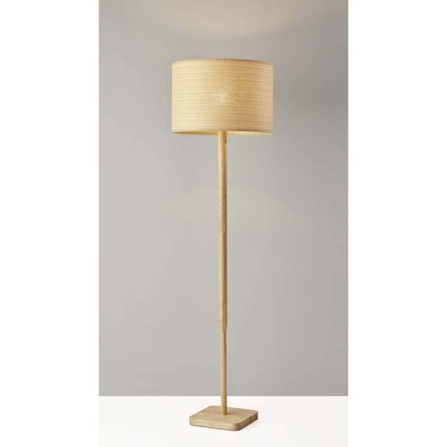 Ellis 58 inch 150.00 watt Natural Wood Floor Lamp Portable Light in Natural Woven with Beige Trim