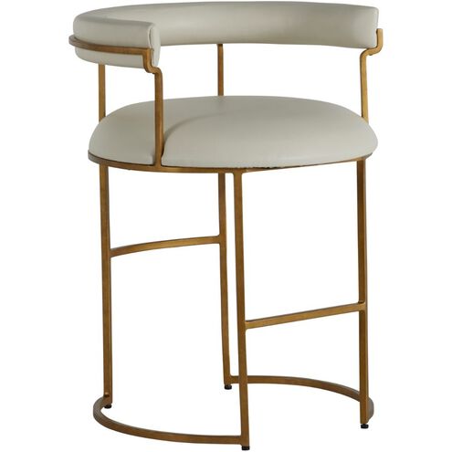 Mack 31.25 inch Stained Gold / White Leather Bar Counter Stool