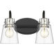 Bristow 2 Light 15 inch Matte Black and Polished Nickel Vanity Light Wall Light