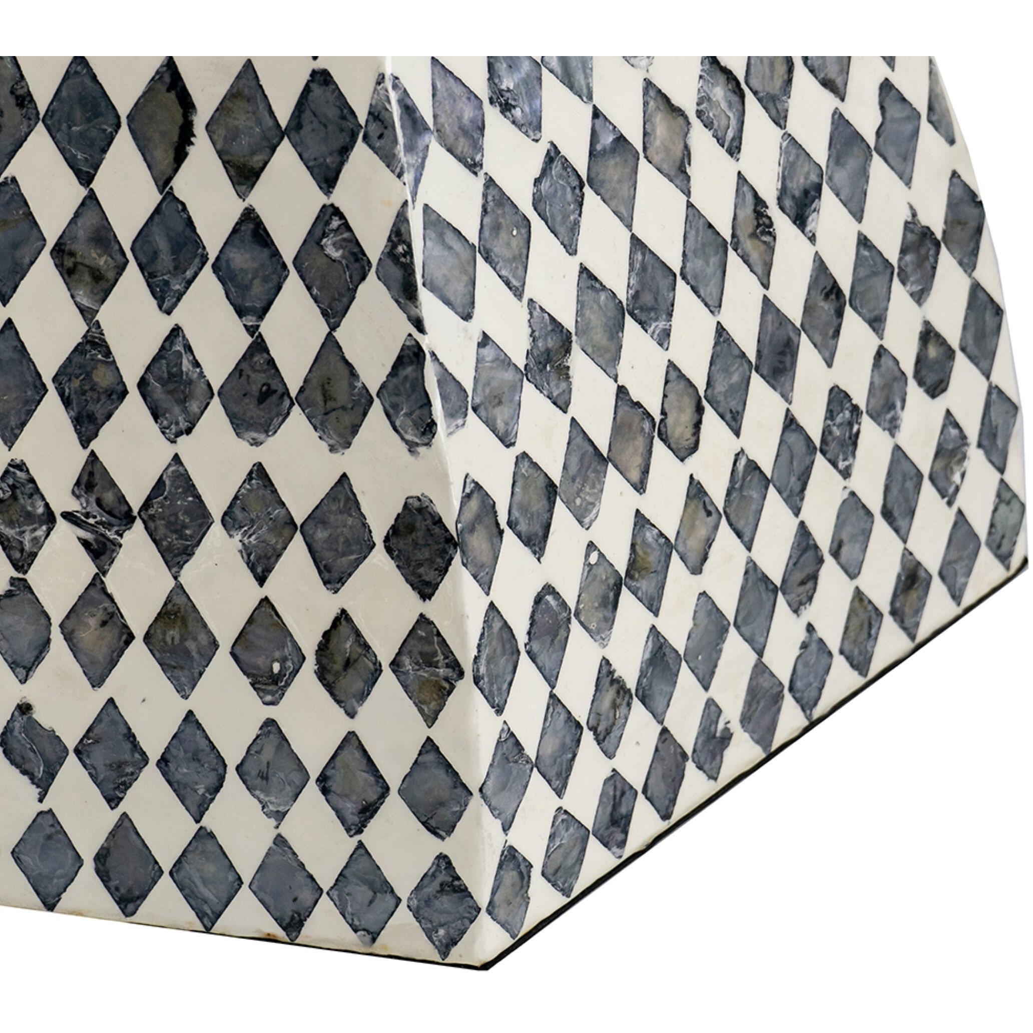 Hexagon 16.5 inch Black and White Stool, Hexagon Tapered