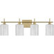 Modern 4 Light 30.75 inch Natural Brass Bathroom Vanity Light Wall Light