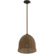 Malibu 1 Light 16 inch Natrual Hemp Rope Pendant Ceiling Light