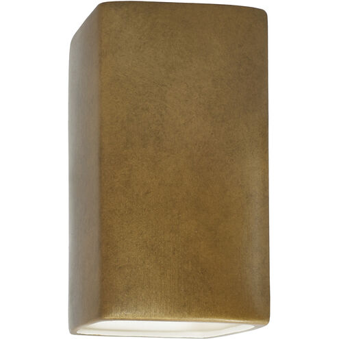 Ambiance Rectangle LED 13.5 inch Antique Gold Outdoor Wall Sconce, Large