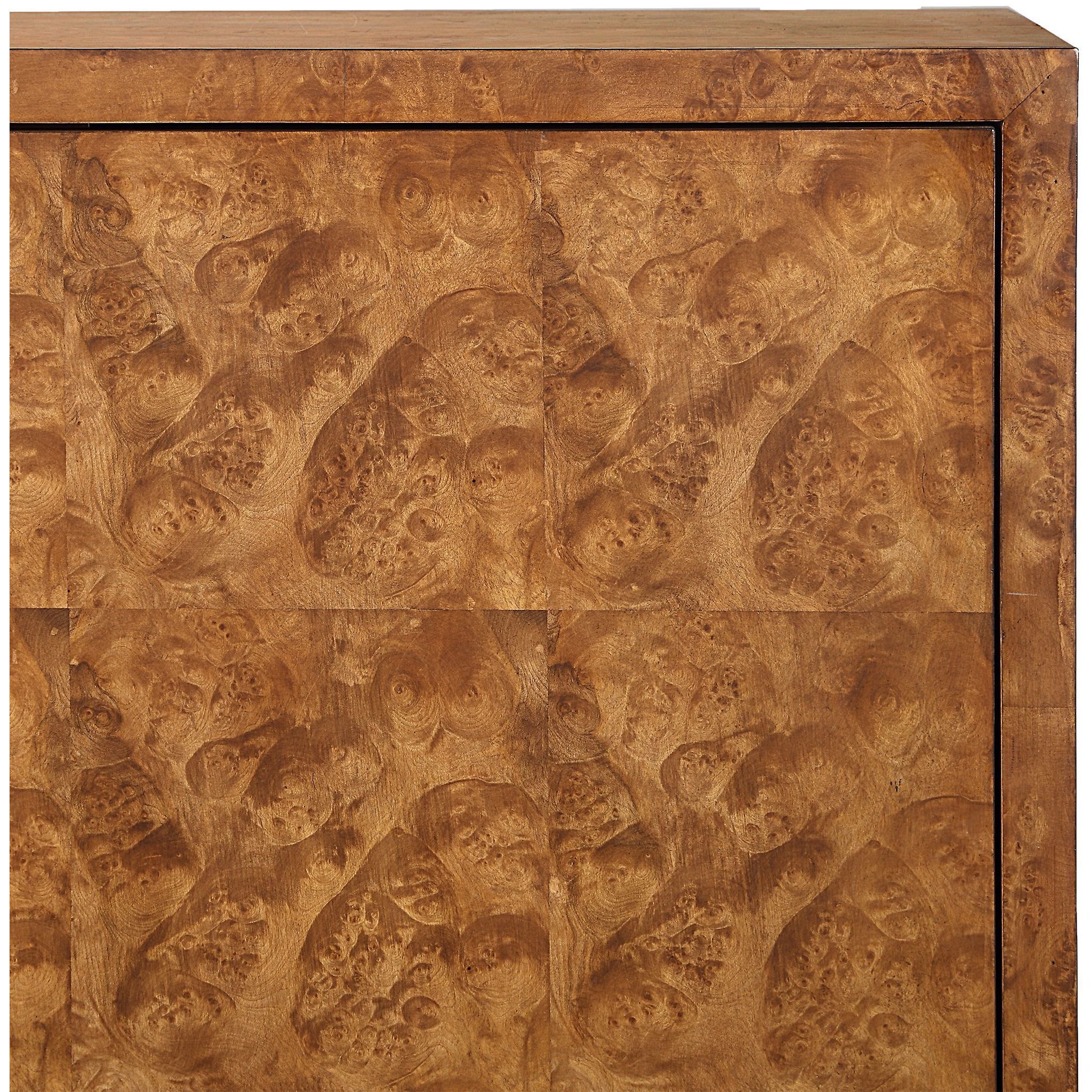 Jethro Burl Veneer and Gold 2 Door Cabinet