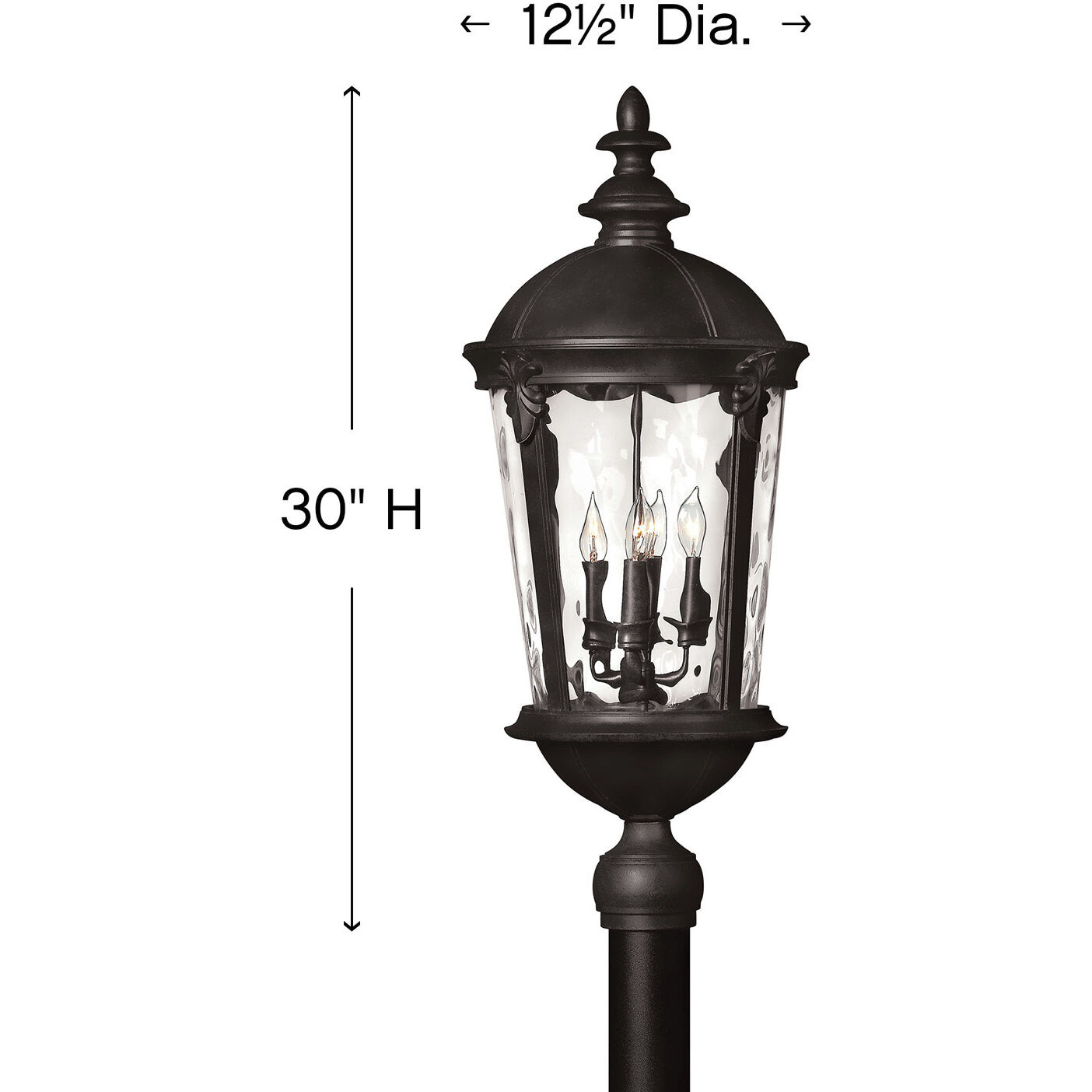 Estate Series Windsor 4 Light 30 inch Black Outdoor Post Mount Lantern