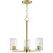 Lateral 3 Light 18 inch Satin Brass Chandelier Ceiling Light in Clear