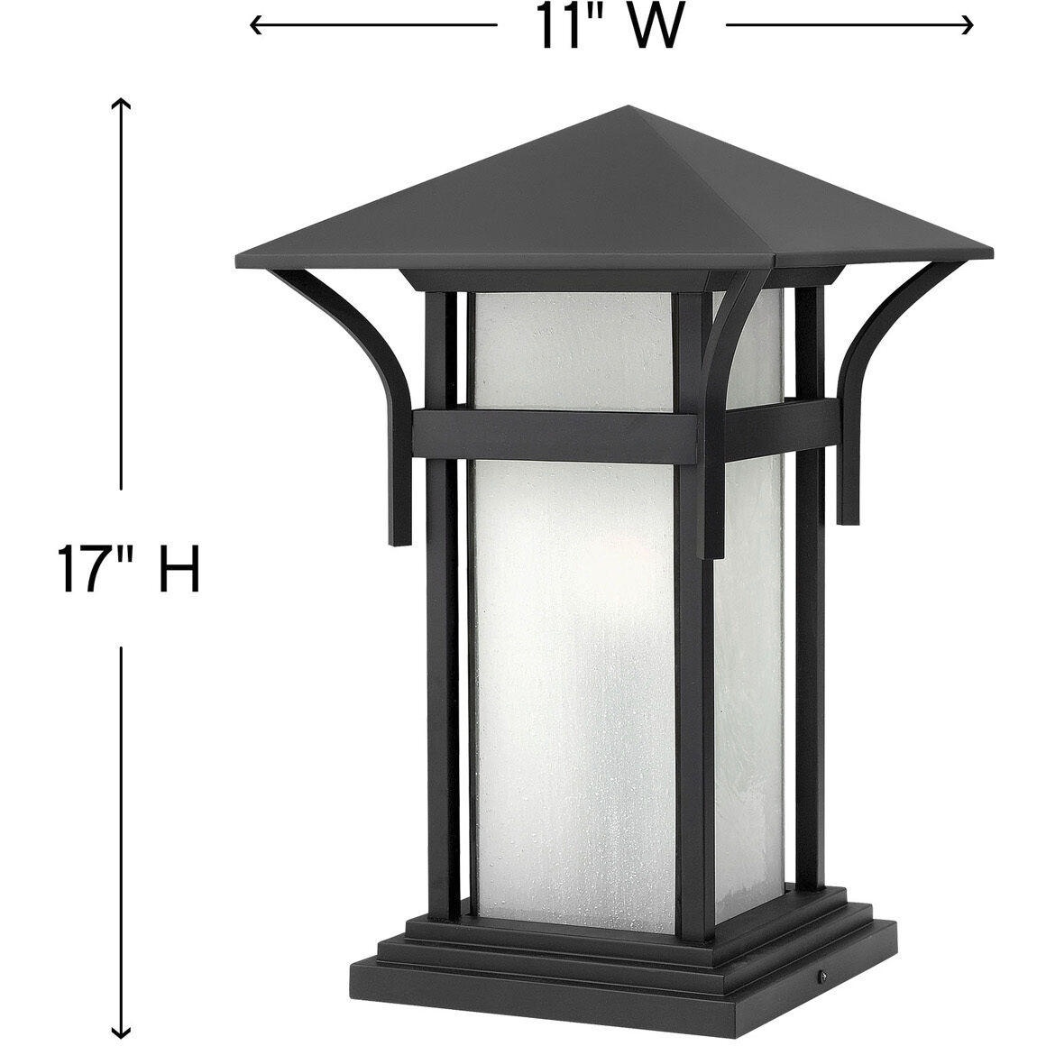 Estate Series Harbor LED 17 inch Satin Black Outdoor Pier Mount Lantern, Low Voltage