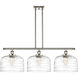 Ballston Bell LED 36 inch Polished Nickel Island Light Ceiling Light in Clear Deco Swirl Glass