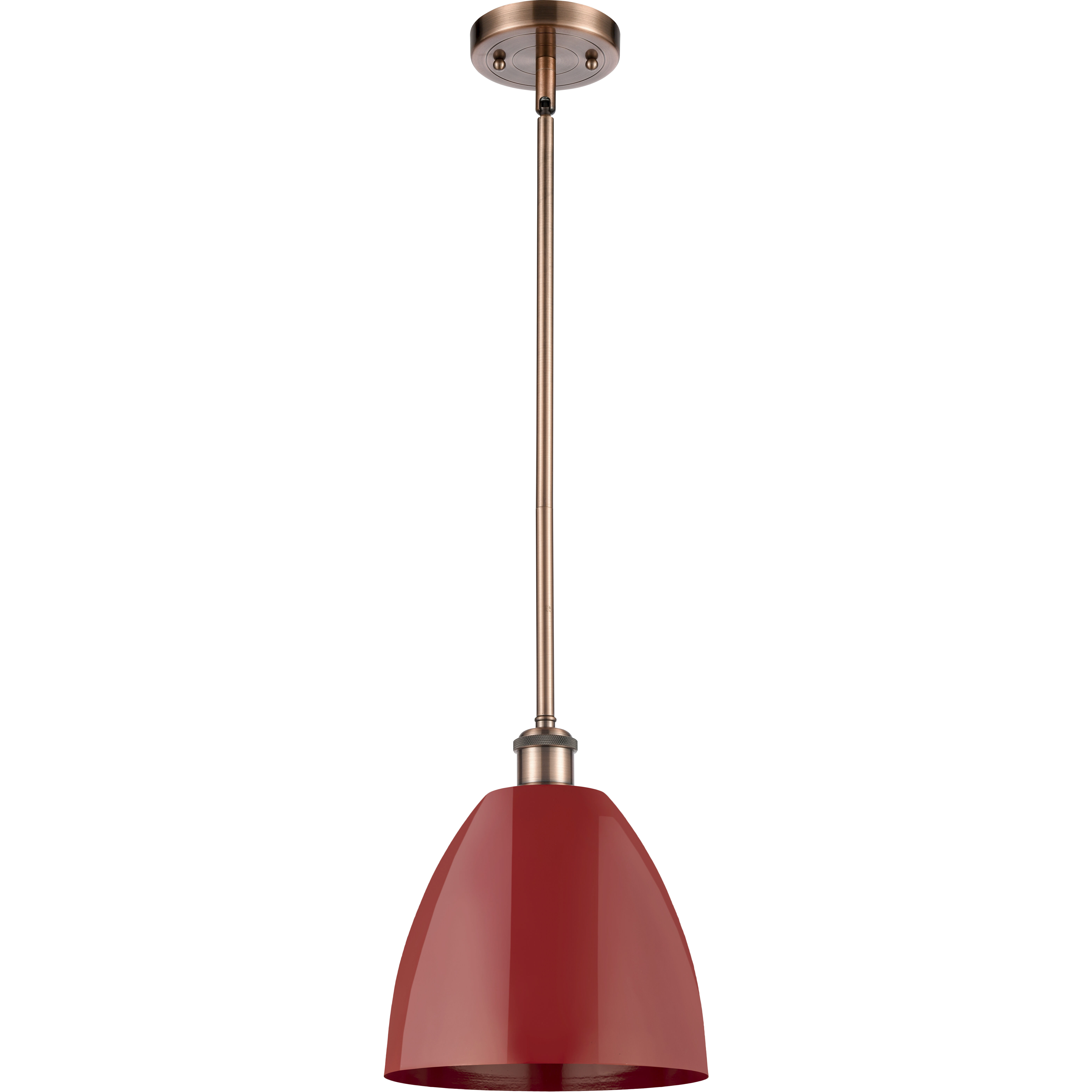 Ballston Plymouth Dome 1 Light 9 inch Antique Copper Pendant Ceiling Light in Matte Red