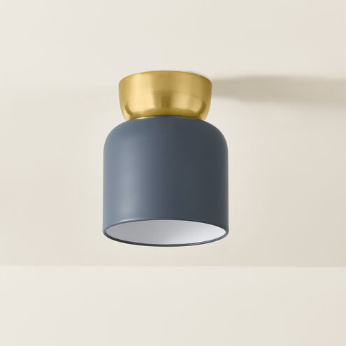 Batya 1 Light 6.25 inch Aged Brass/Slate Blue Flush Mount Ceiling Light