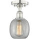 Belfast 1 Light 6 inch Polished Nickel Flush Mount Ceiling Light in Clear Crackle, 2.1 lb