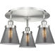 Cone 3 Light 18 inch Satin Nickel Flush Mount Ceiling Light in Plated Smoke