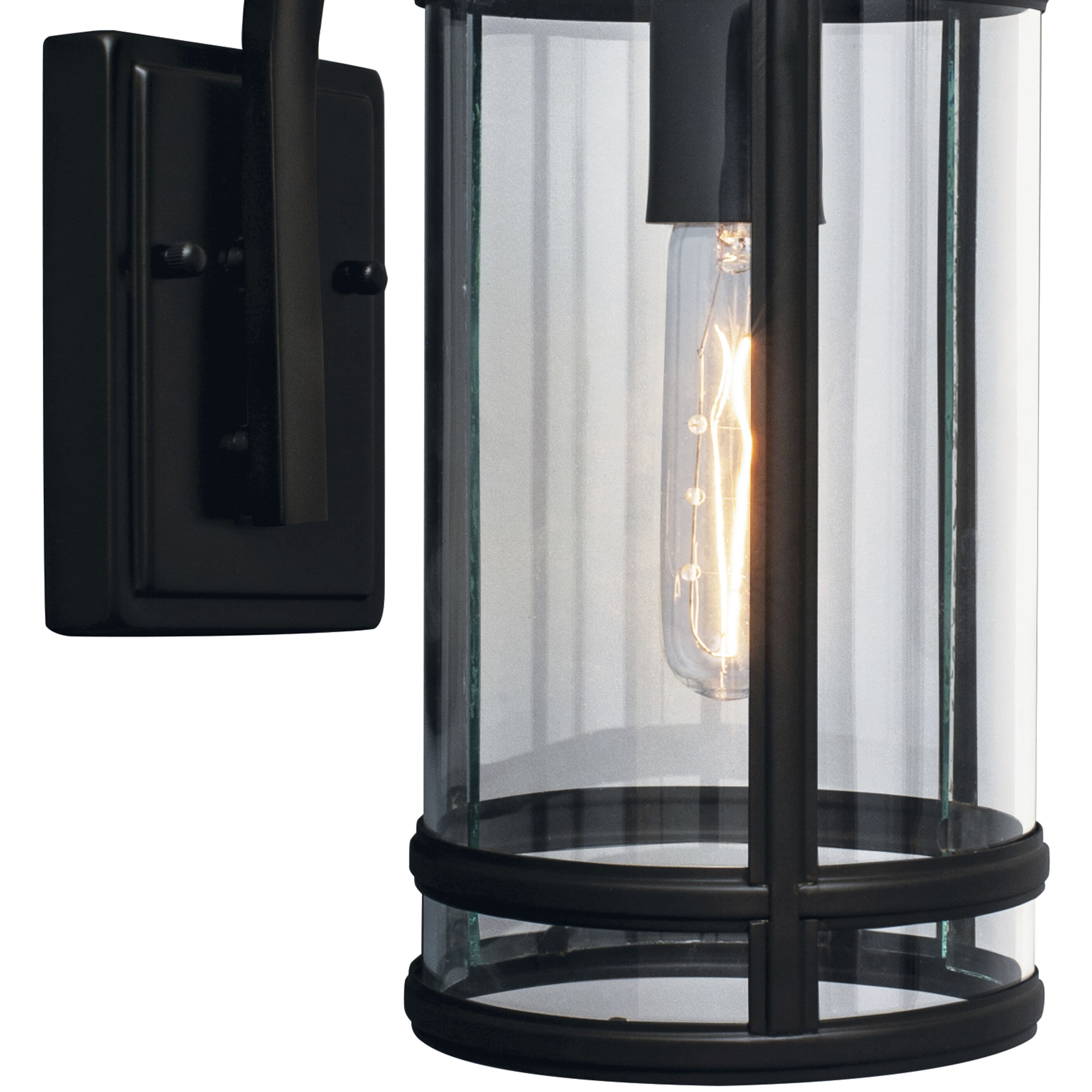 New Yorker 1 Light 14 inch Acid Dipped Black with Clear Outdoor Wall Sconce