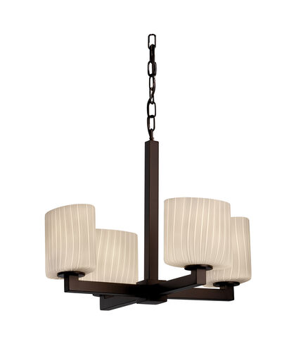 Fusion 4 Light 20 inch Dark Bronze Chandelier Ceiling Light in Cylinder with Flat Rim, Incandescent, Almond Fusion