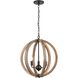 Barrow 3 Light 18 inch Brown with Matte Black Chandelier Ceiling Light