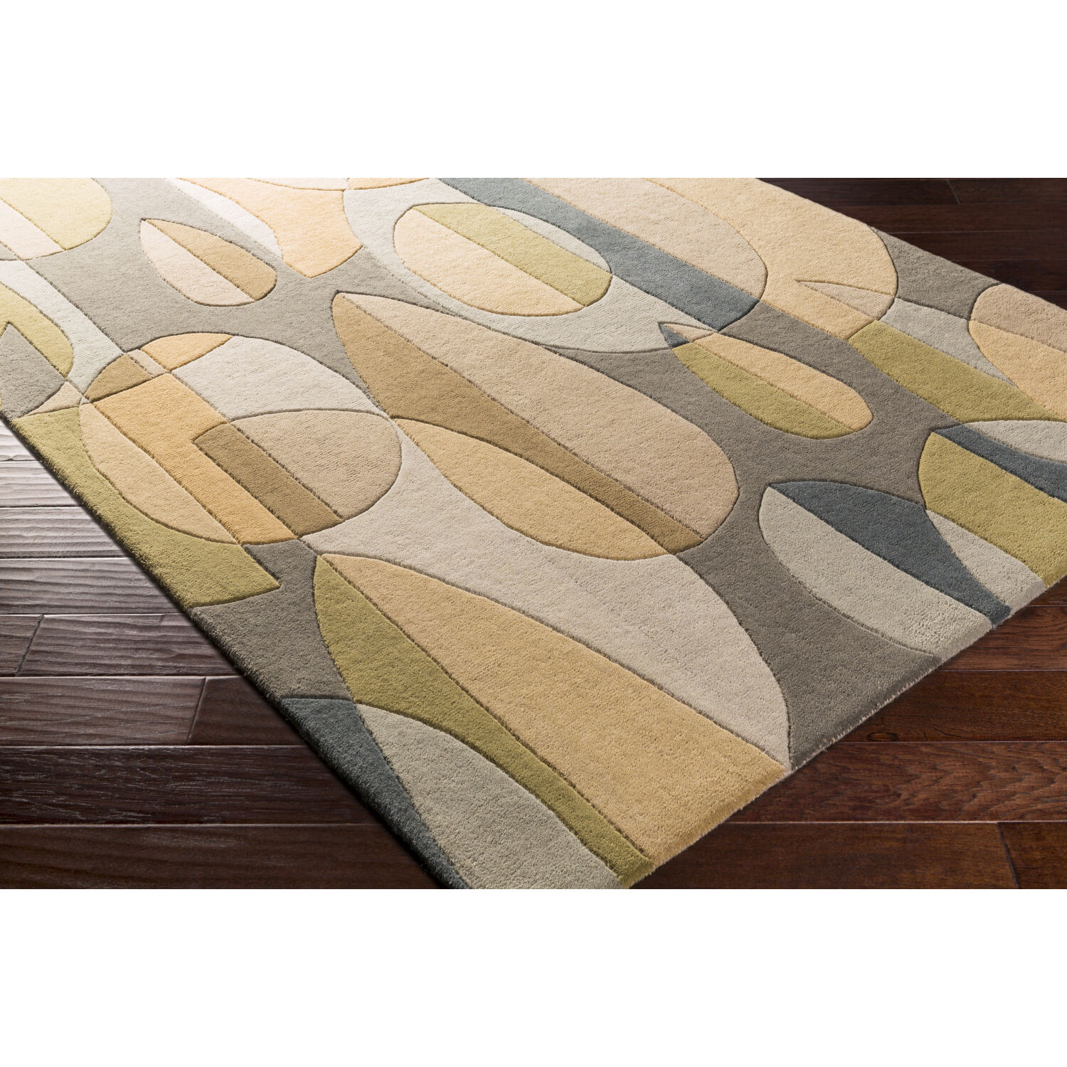 Forum 72 X 72 inch Deep Teal/Sage/Slate/Tan/Light Olive Handmade Rug in 6 Ft Square, Wool