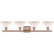 Ballston Orwell 4 Light 36 inch Antique Copper Bath Vanity Light Wall Light in Matte White Glass, Ballston