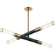 Tubo 4 Light 35 inch Matte Black and Aged Gold Brass Pendant Ceiling Light