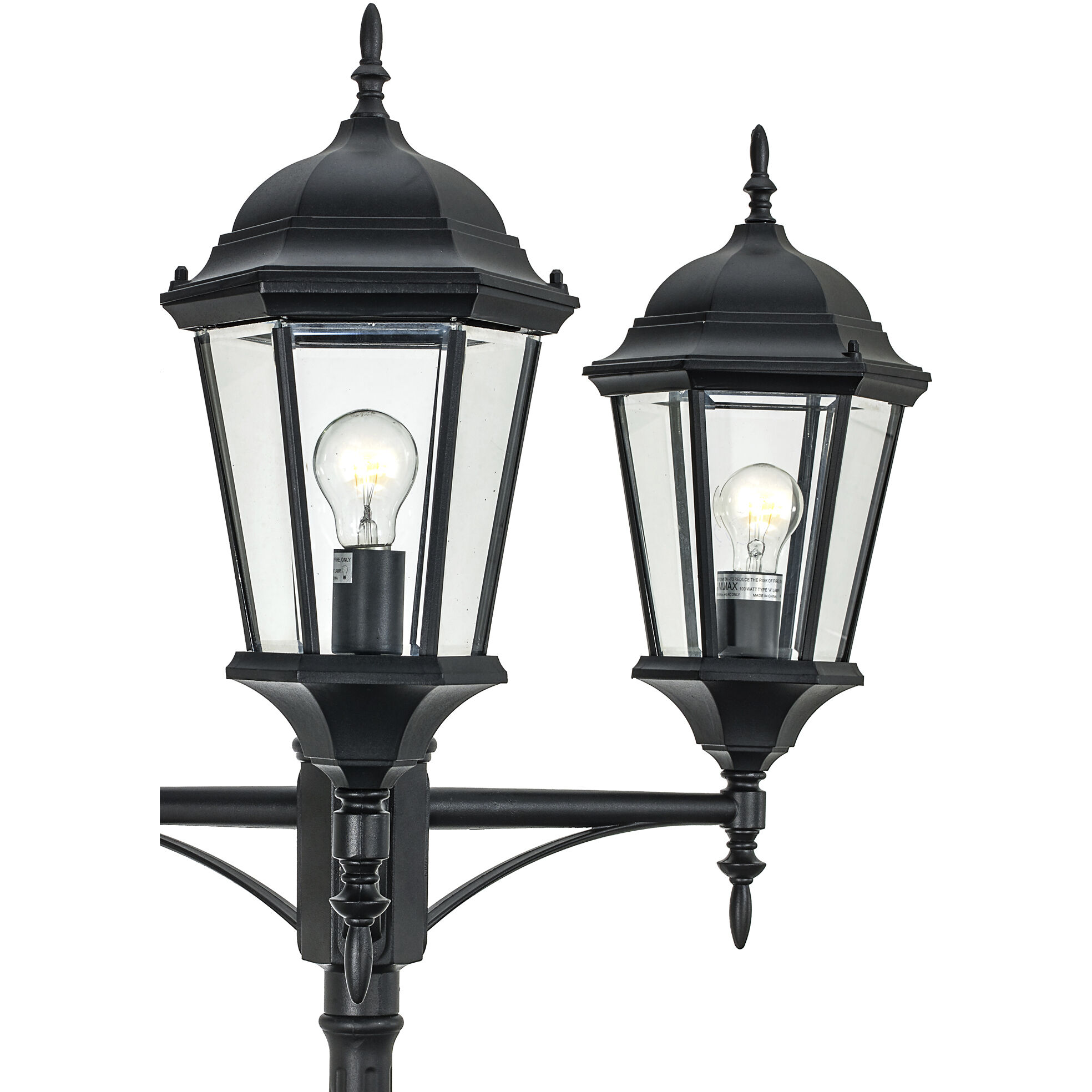 Classical 3 Light 98 inch Black Outdoor Pole Light