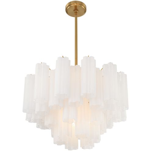Addis 9 Light 22 inch Aged Brass Chandelier Ceiling Light in Tronchi Glass White