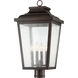 Irvington Manor 4 Light 24.25 inch Chelesa Bronze Outdoor Post Mount Lantern in Incandescent, Clear Seeded Glass, The Great Outdoors