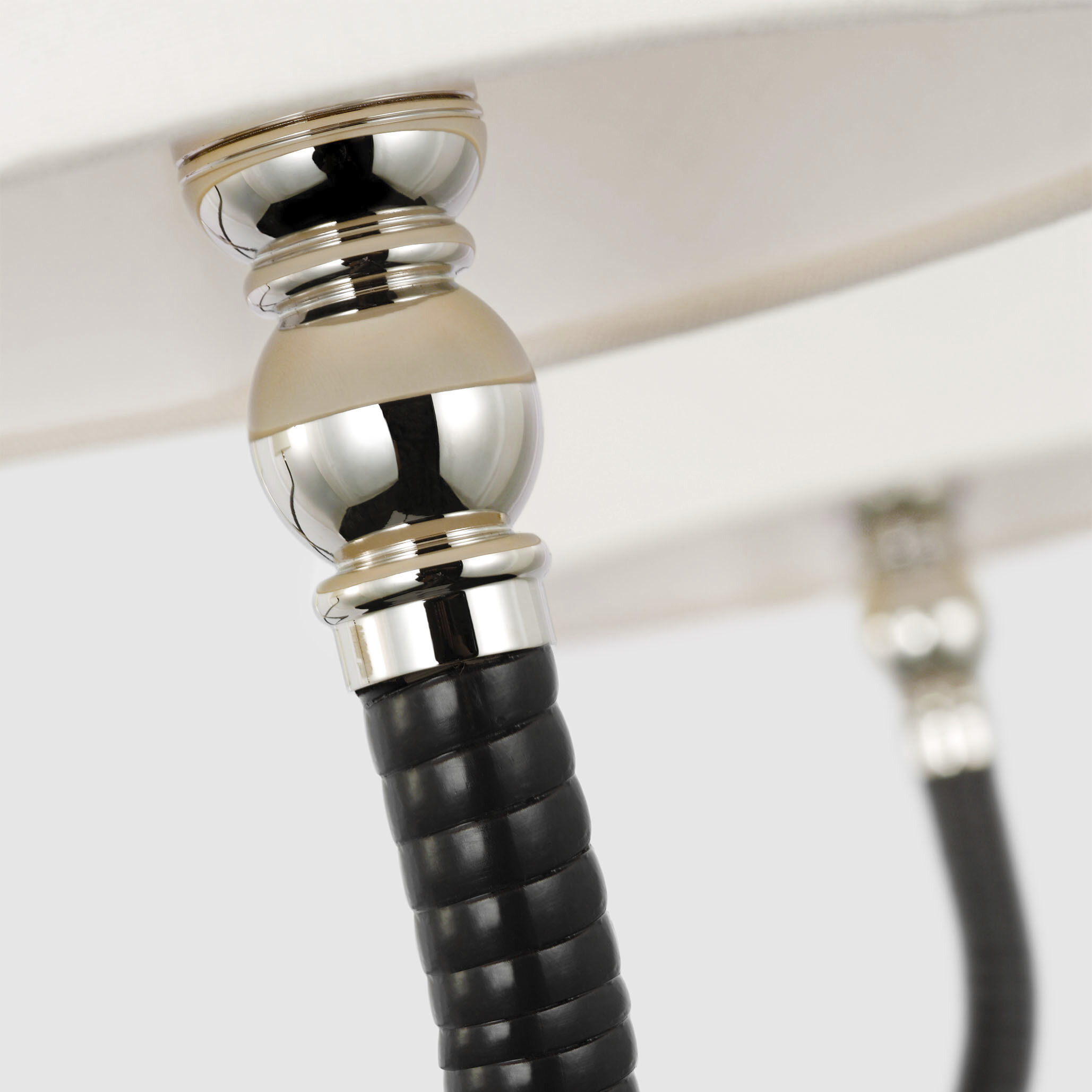 Chapman & Myers Basden LED 32 inch Polished Nickel and Black Rattan Single Tier Chandelier Ceiling Light, Medium