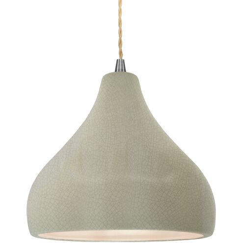 Radiance 1 Light 11.5 inch Brushed Nickel and Celadon Green Crackle Pendant Ceiling Light
