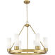 Boreas 6 Light 29 inch Brushed Brass Chandelier Ceiling Light in Striped White Glass