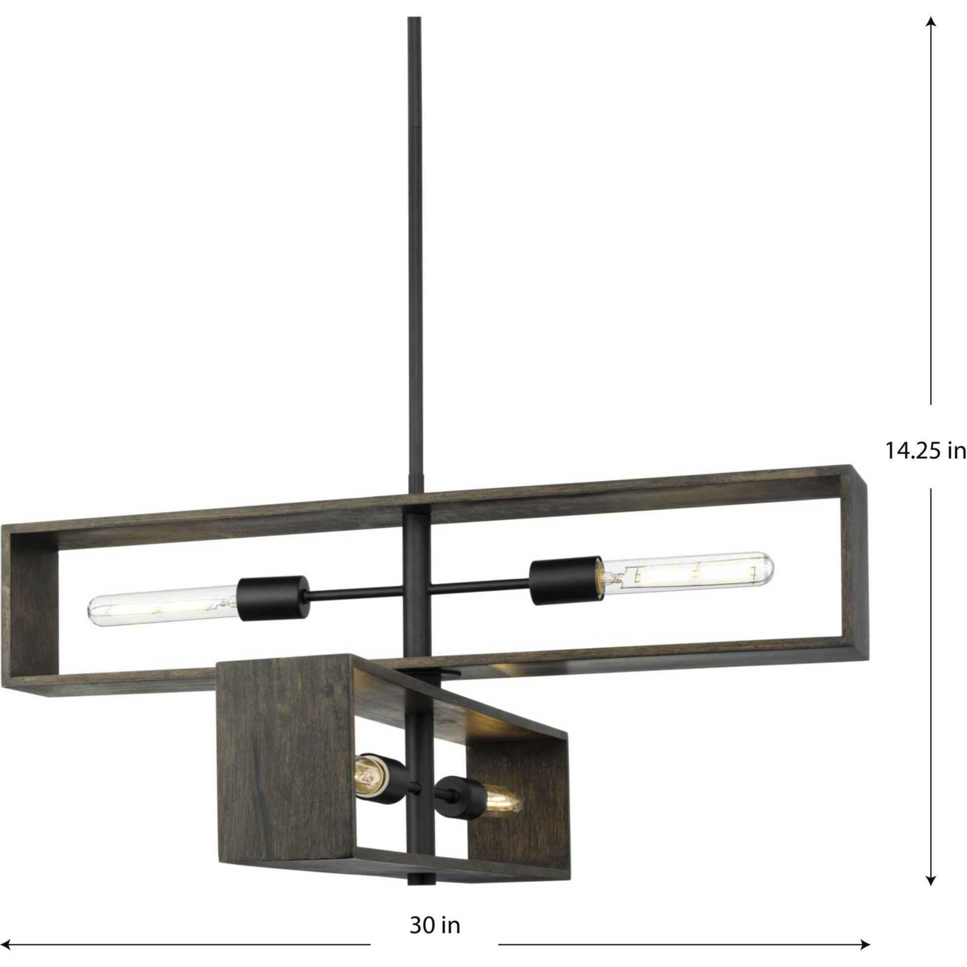 Boundary 4 Light 30 inch Matte Black Chandelier Ceiling Light, Design Series