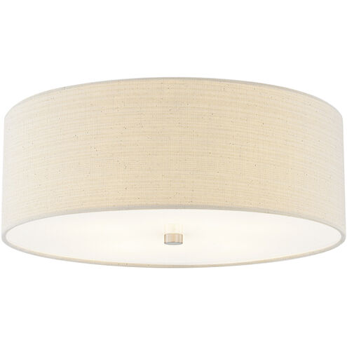 Textile Collection 4 Light 18 inch Brushed Nickel Flush Mount Ceiling Light in Cream (CandleAria), Classic Family