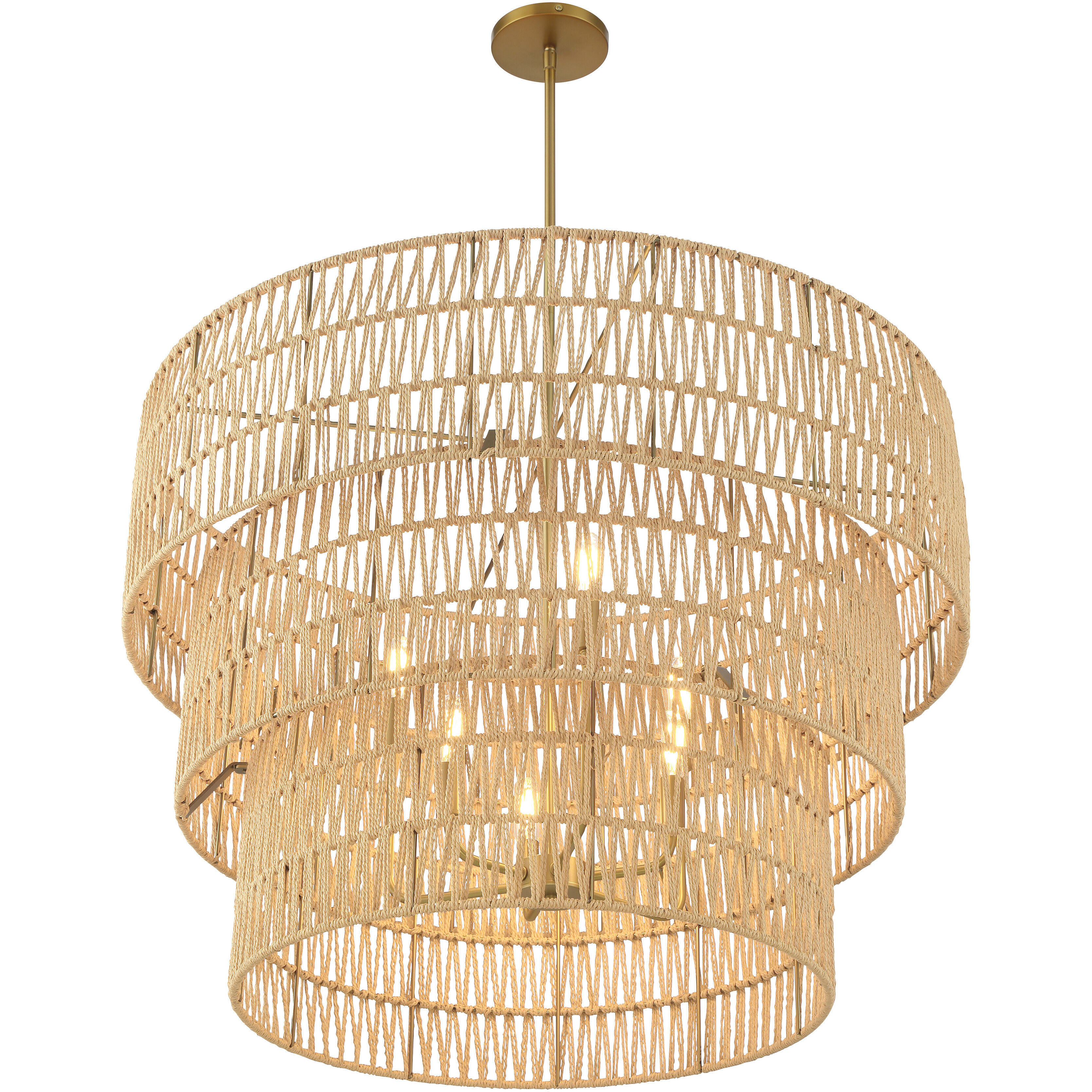 Bungalow Heaven 6 Light 32 inch Soft Brass Pendant Ceiling Light