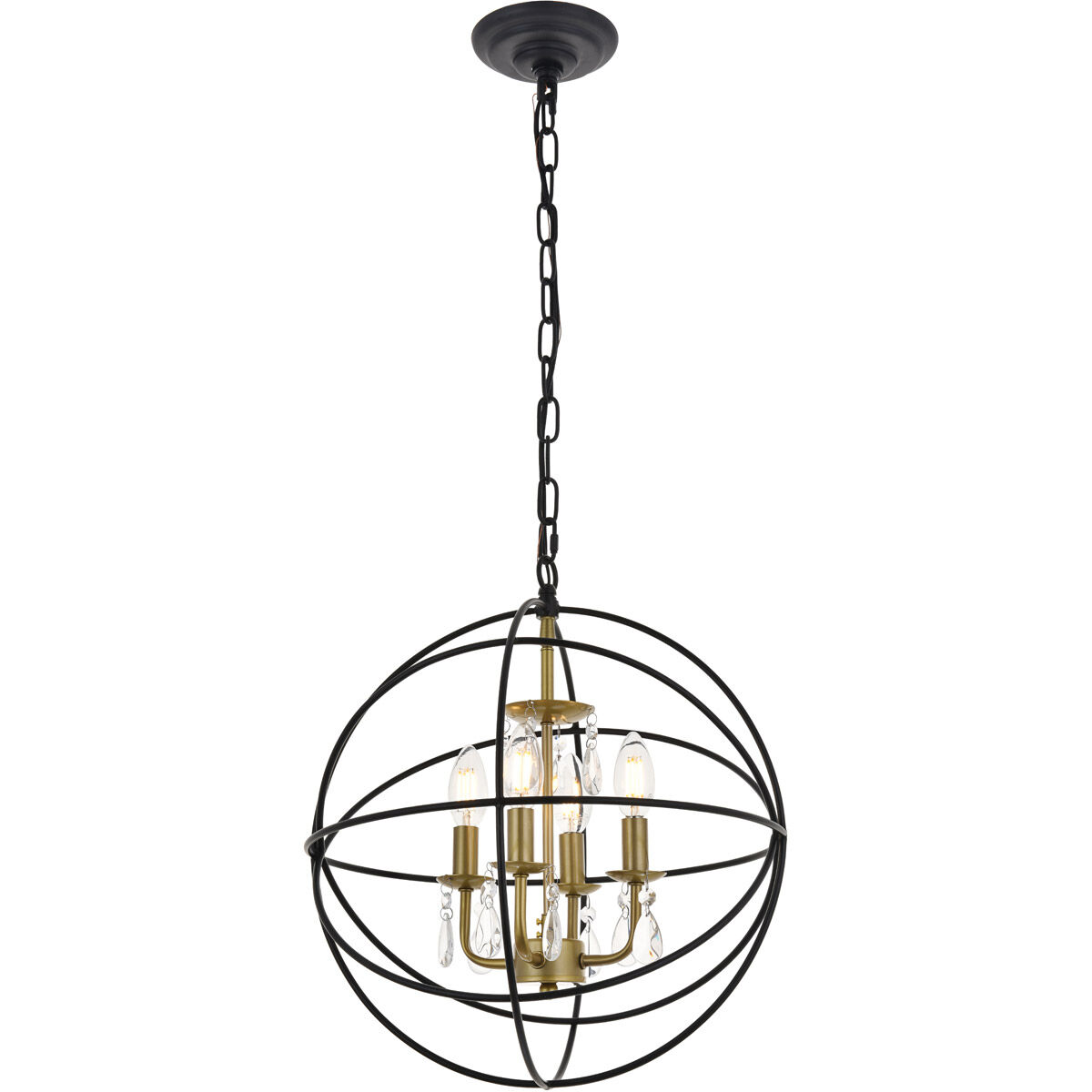 Wallace 4 Light 16 inch Matte Black and Brass Pendant Ceiling Light