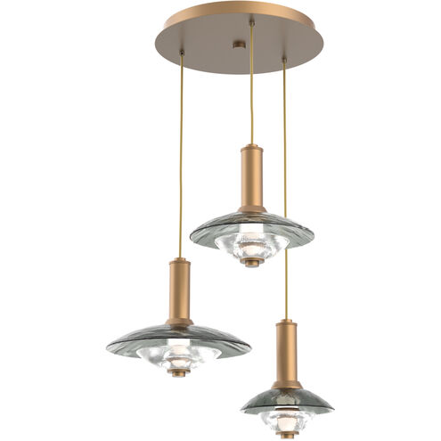 Cirrus LED 27 inch Novel Brass Multi-Pendant Ceiling Light in Smoke Granite