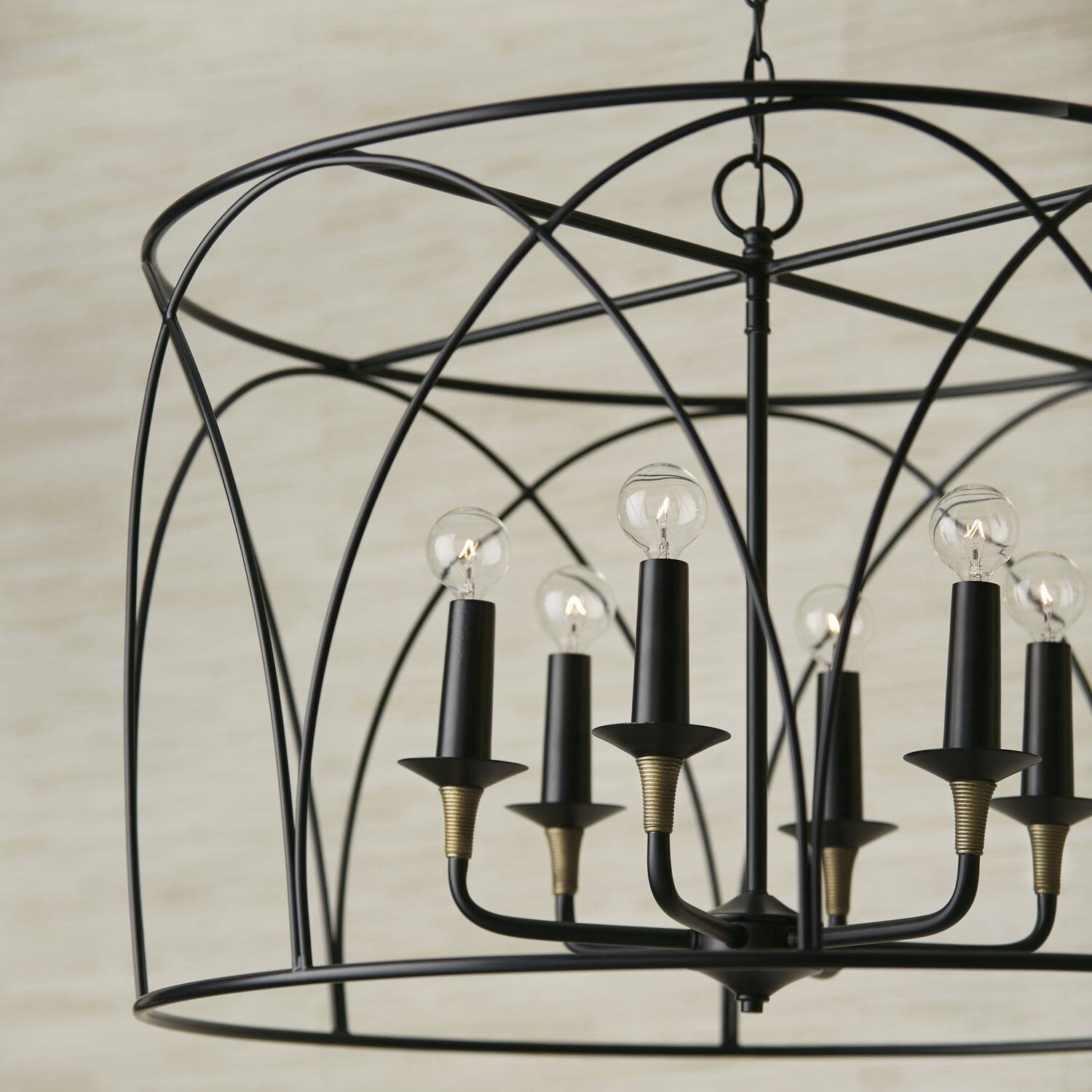 Amara 6 Light 28 inch Matte Black with Brass Pendant Ceiling Light