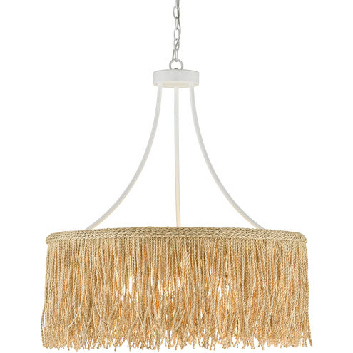 Samoa 3 Light 31 inch Gesso White/Natural Rope Chandelier Ceiling Light