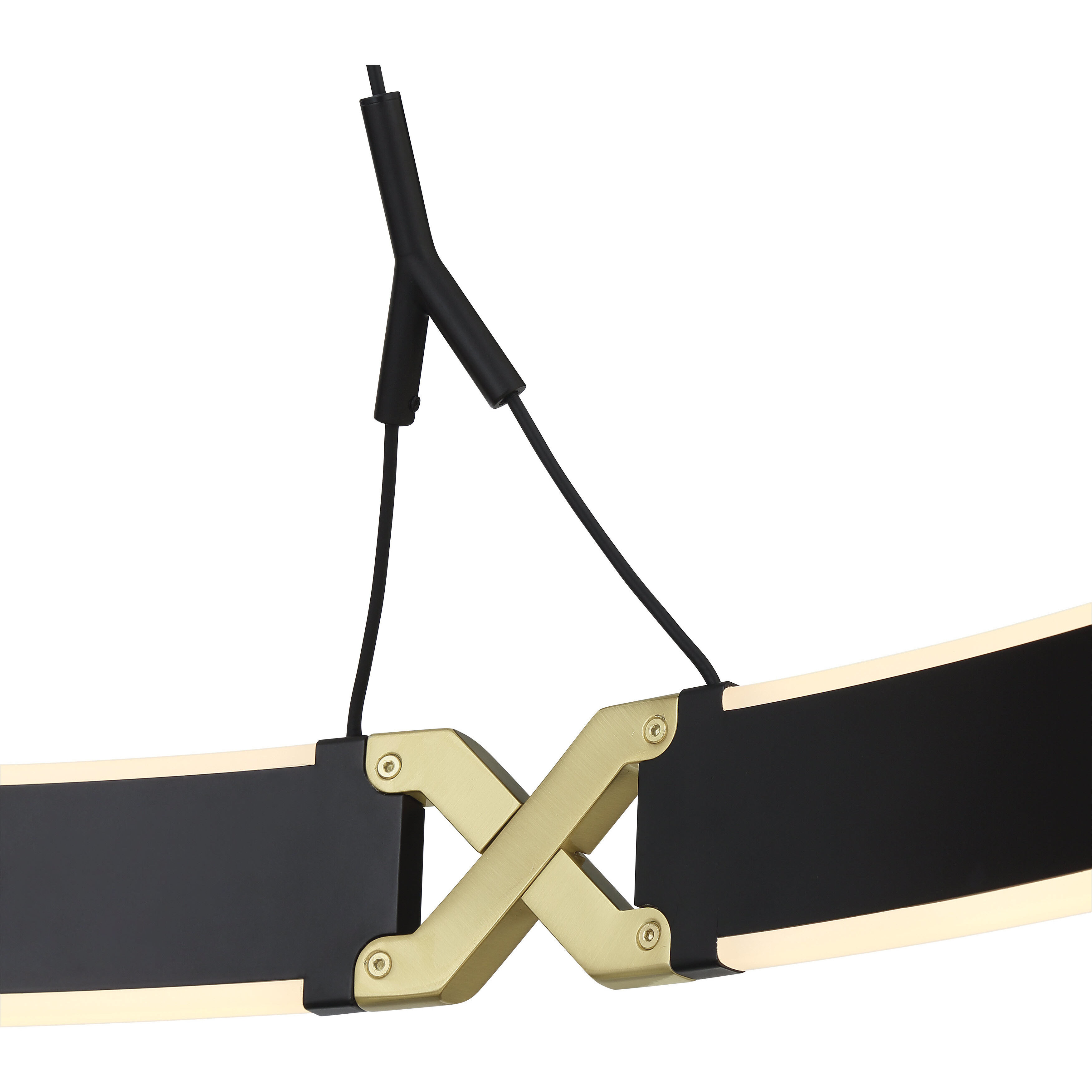 Recovery X LED 33.5 inch Coal And Satin Brass Pendant Ceiling Light